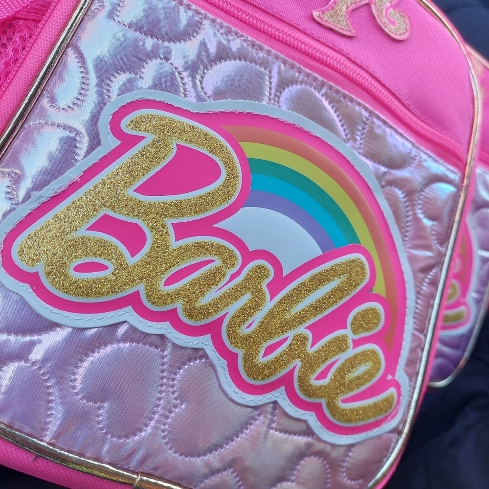 BARBIE X2 Mattel Barbie LUNCH bag Pink With TAGS Rainbow Glitter ( Bag E) - Picture 2 of 5